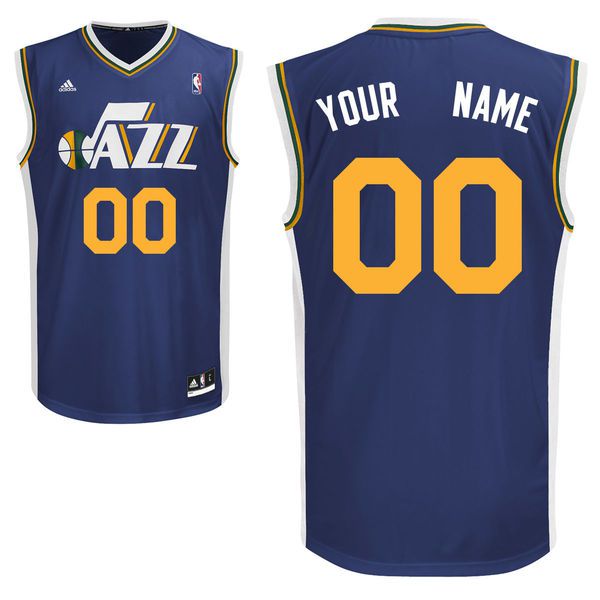 Men Adidas Utah Jazz Custom Replica Road Blue NBA Jersey->customized nba jersey->Custom Jersey